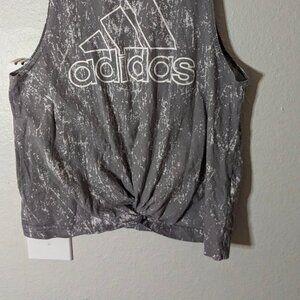 women's Adidas tank size small grey front knot tie crop tank top athletic